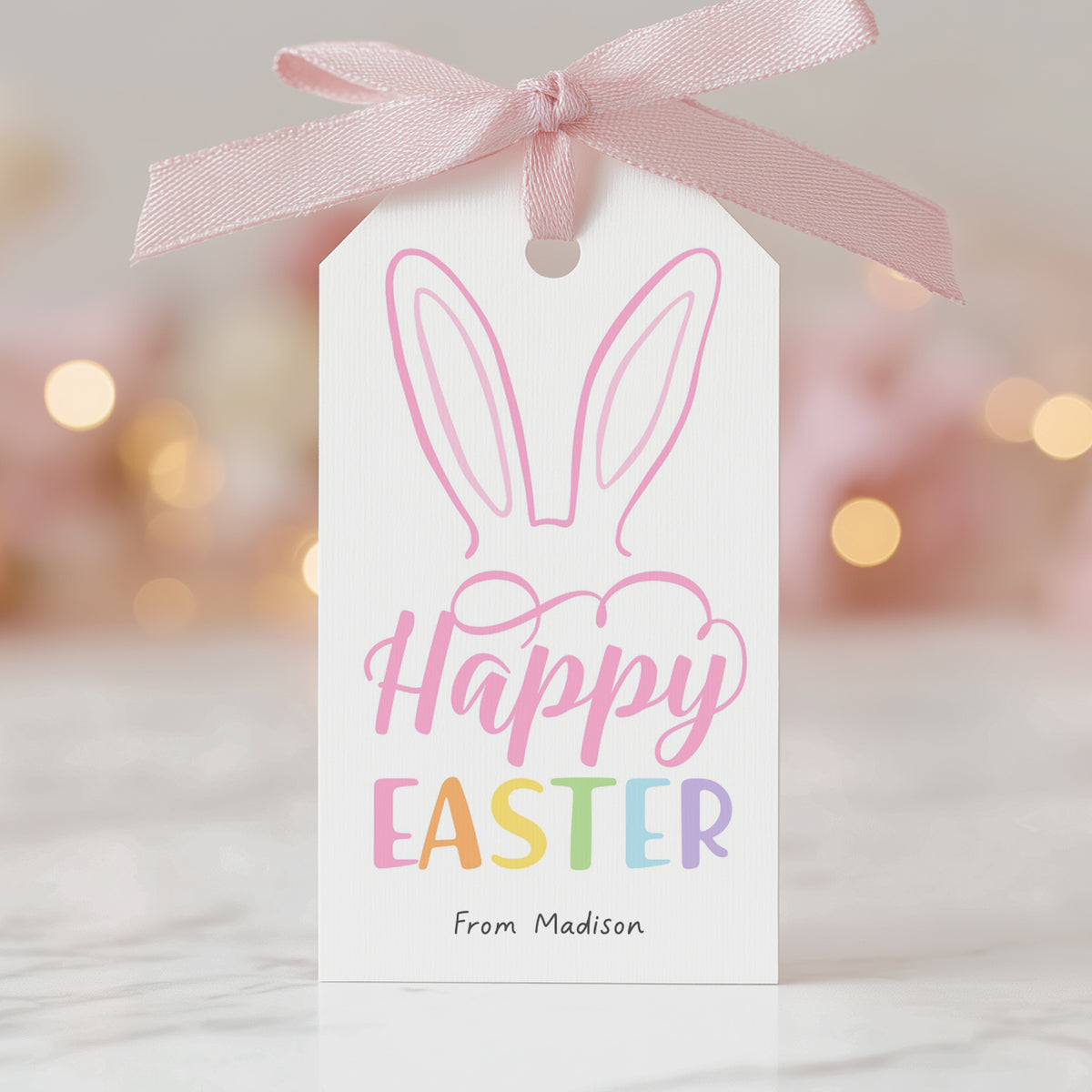 Bunny Ears Happy Easter Tag