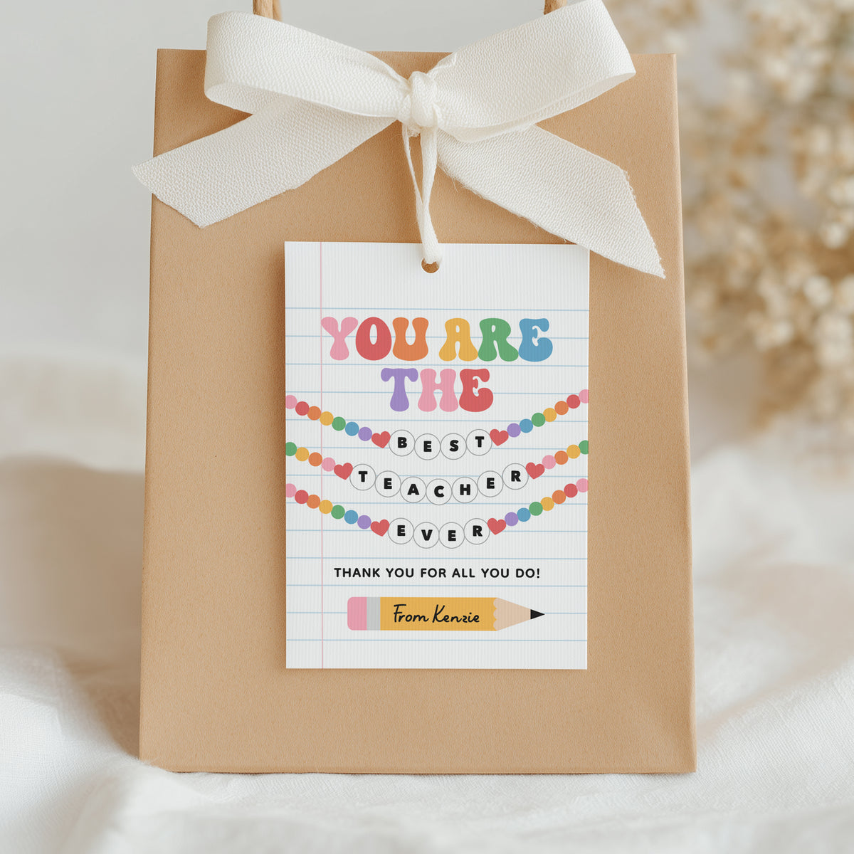 Charm Bracelet Teacher Appreciation Tag Template