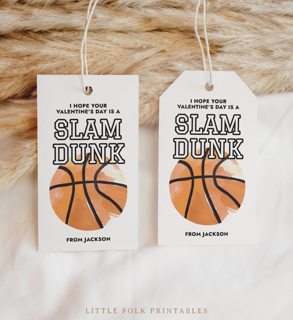 Basketball Valentine's Tag Template