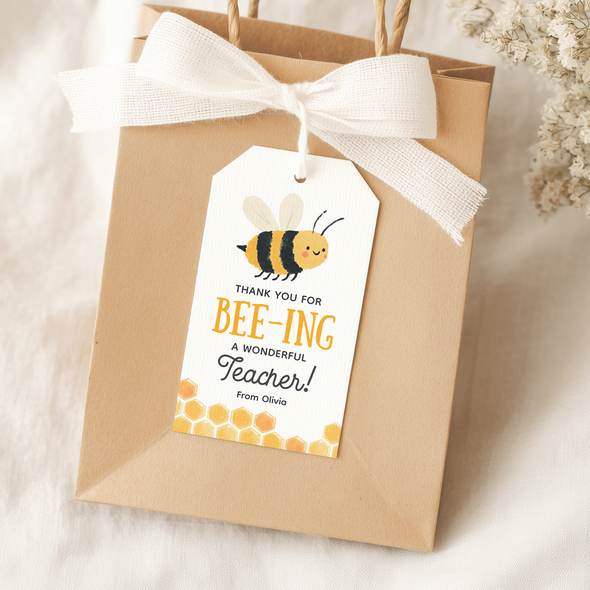 Bee Teacher Appreciation Tag Template