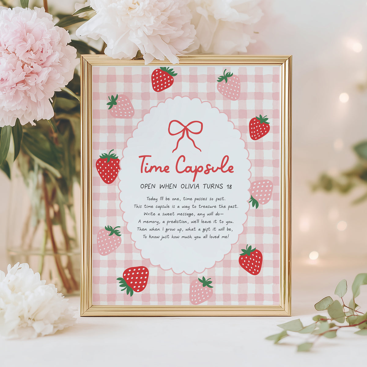 Strawberry First Birthday Time Capsule