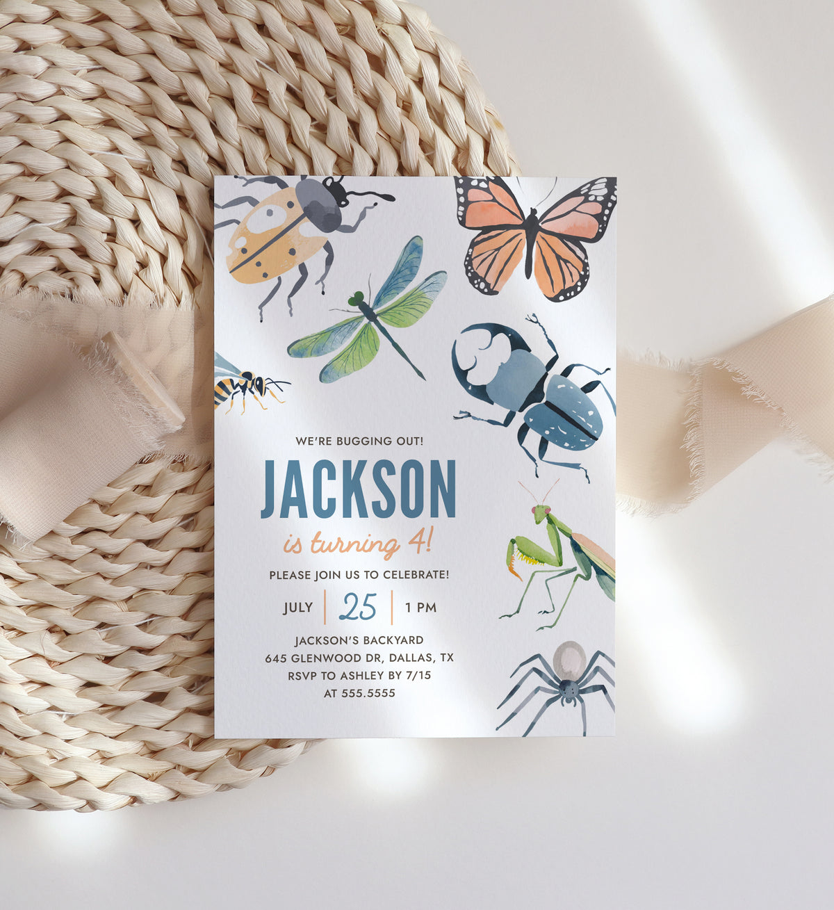 Editable Bug Birthday Party Invitation Template