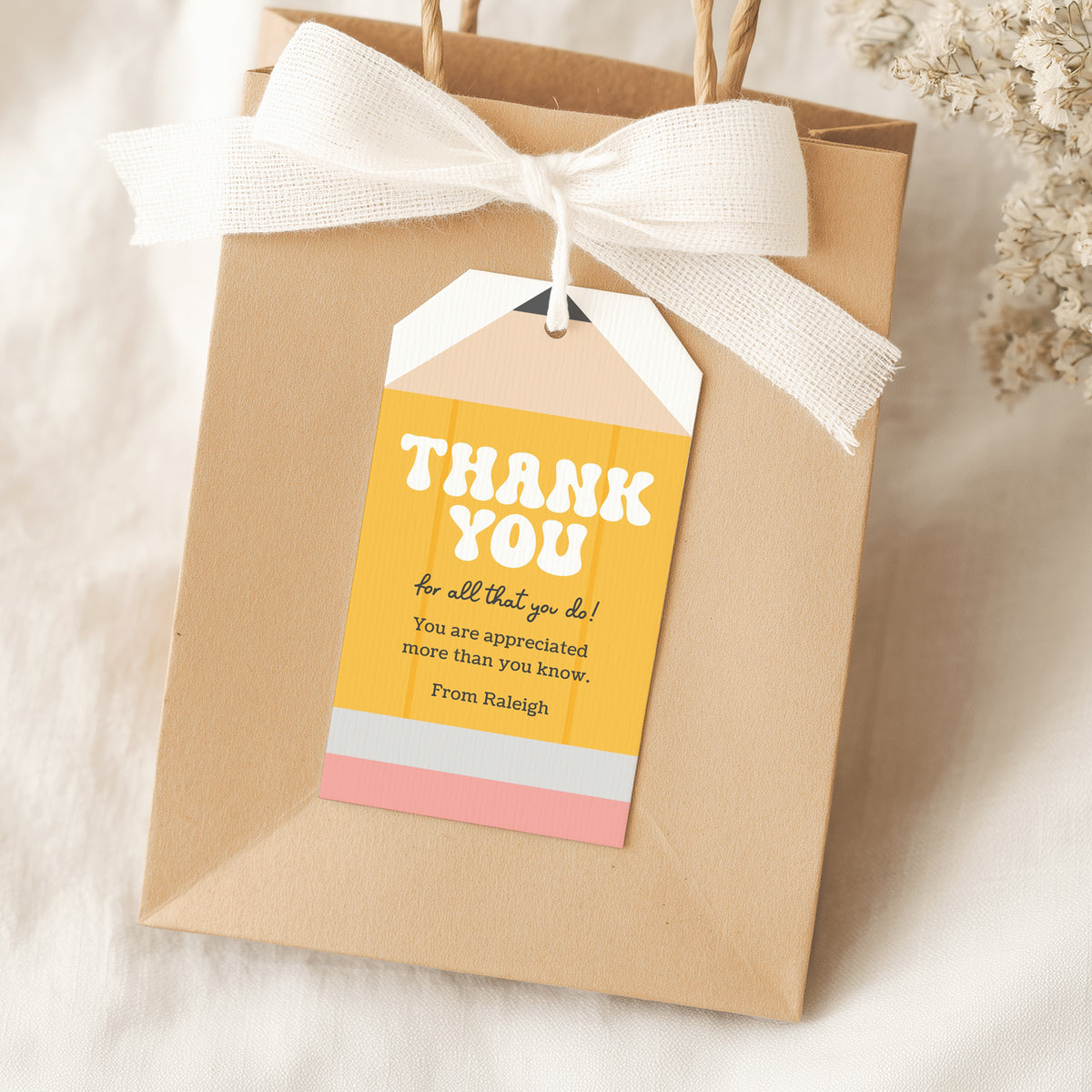 Pencil Teacher Appreciation Tag Template