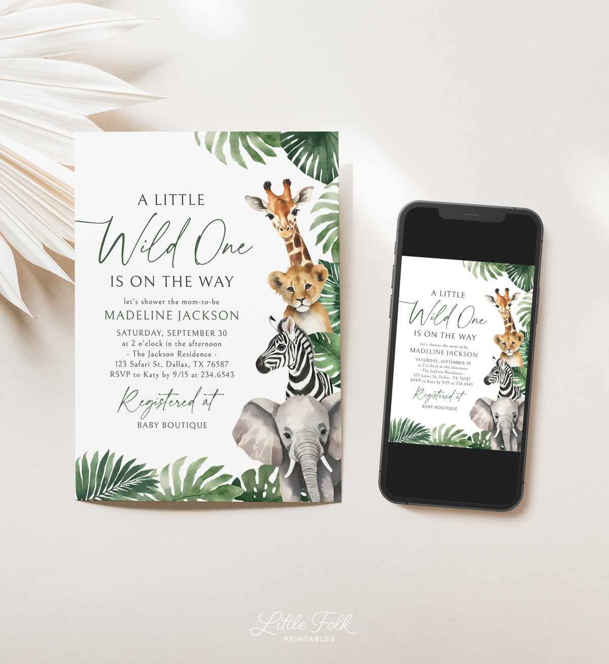 Wild One Safari Baby Shower Invitation