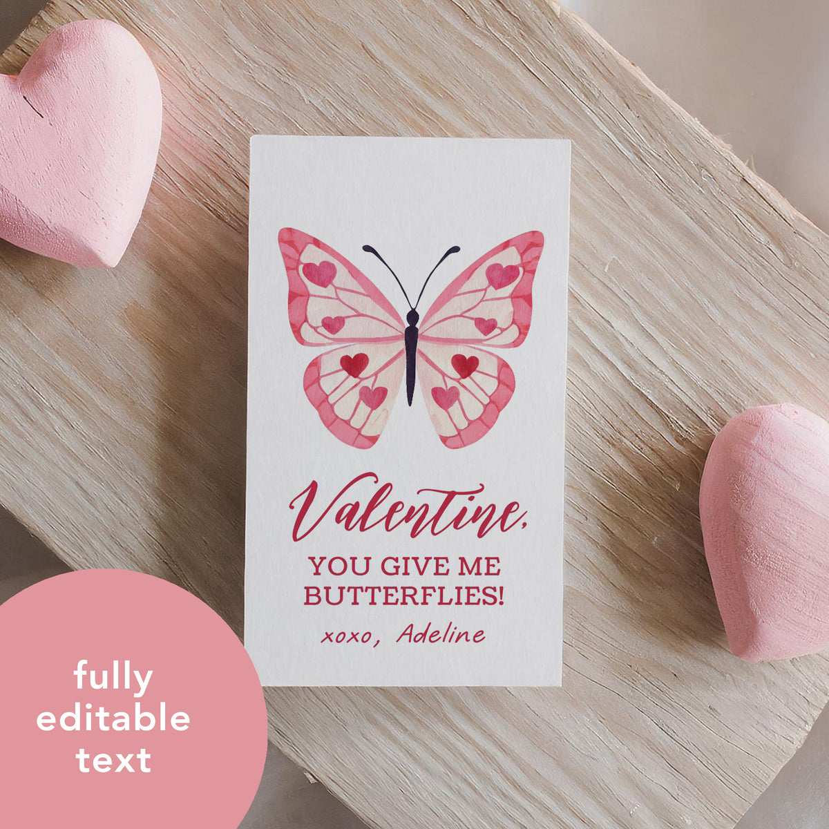 Butterfly Valentine's Tag Template