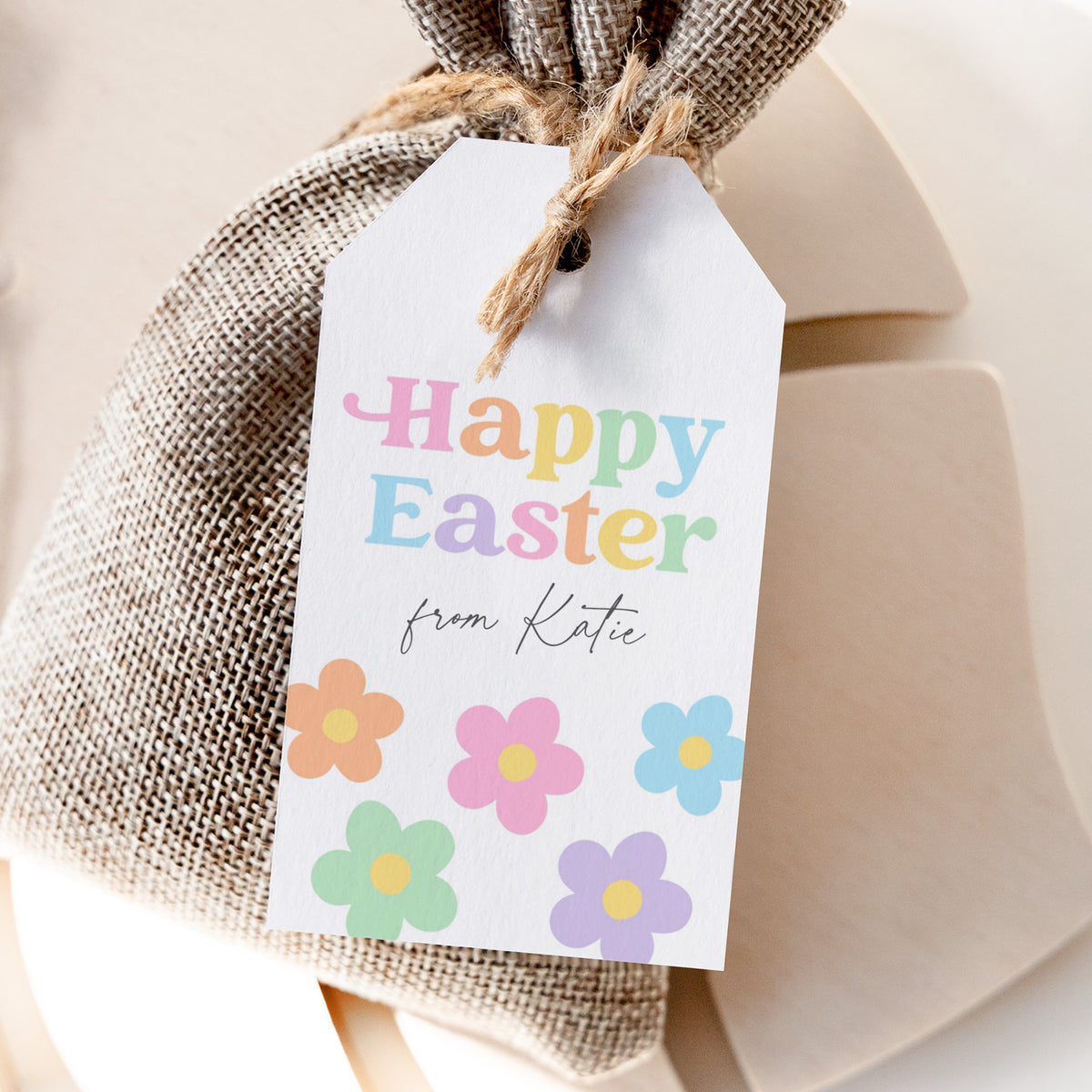 Daisy Easter Tag Template