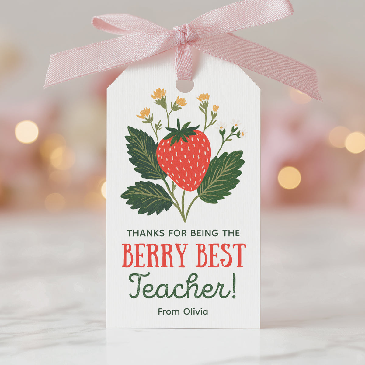 Strawberry Teacher Appreciation Tag Template