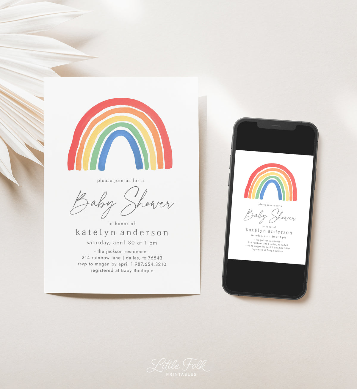 Rainbow Baby Shower Invitation