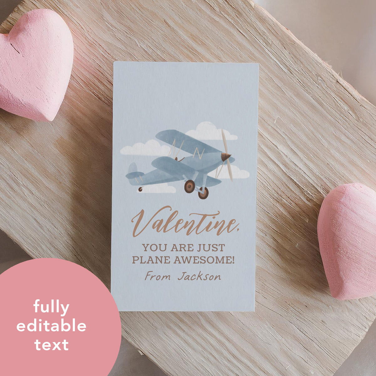 Airplane Valentine's Tag Template