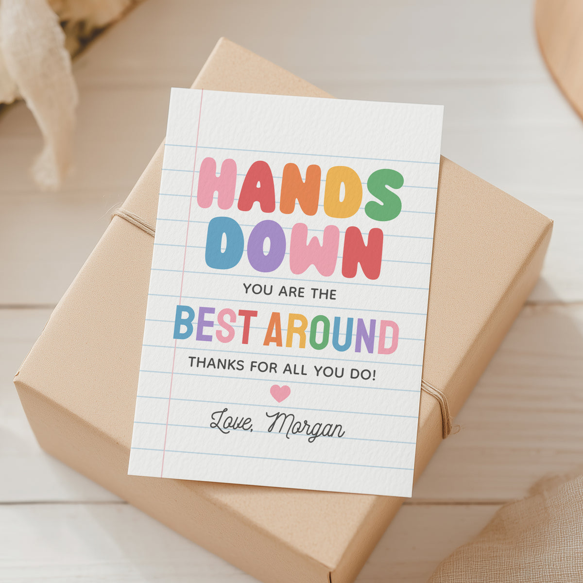 Hands Down Notebook Teacher Appreciation Tag Template
