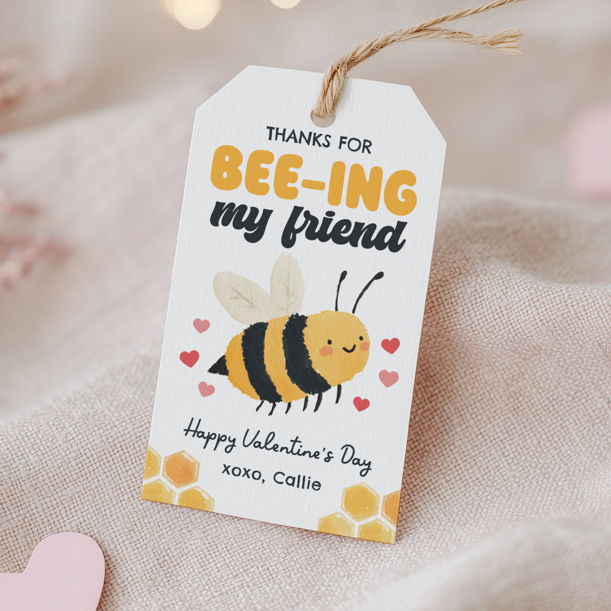 Bee Valentine's Tag Template