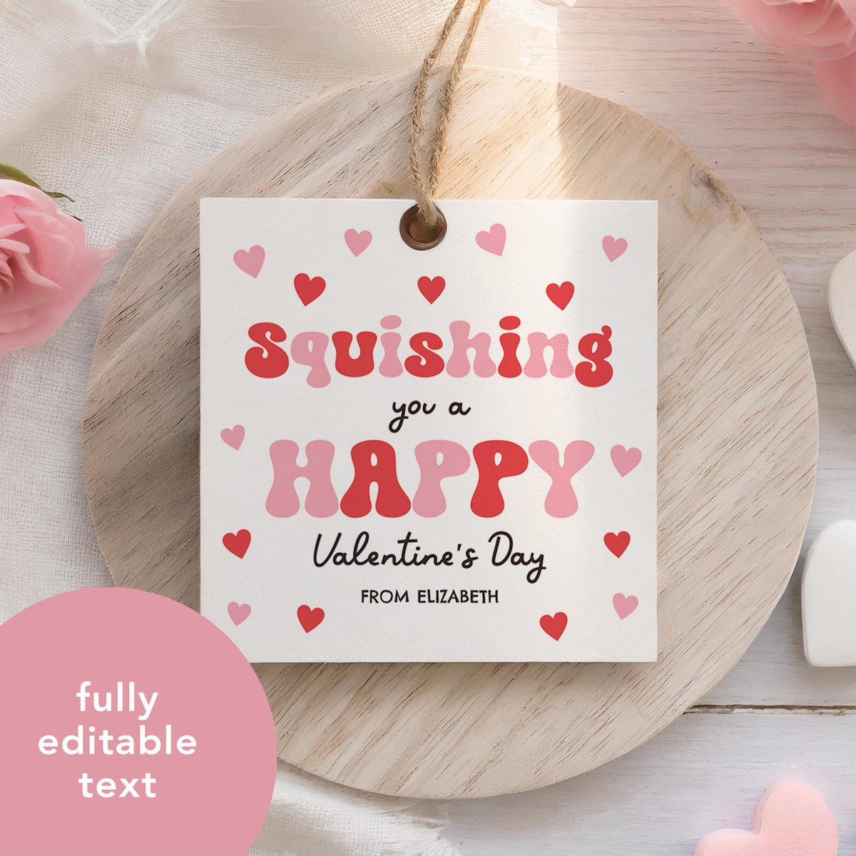 Squish Toy Valentine's Tag Template