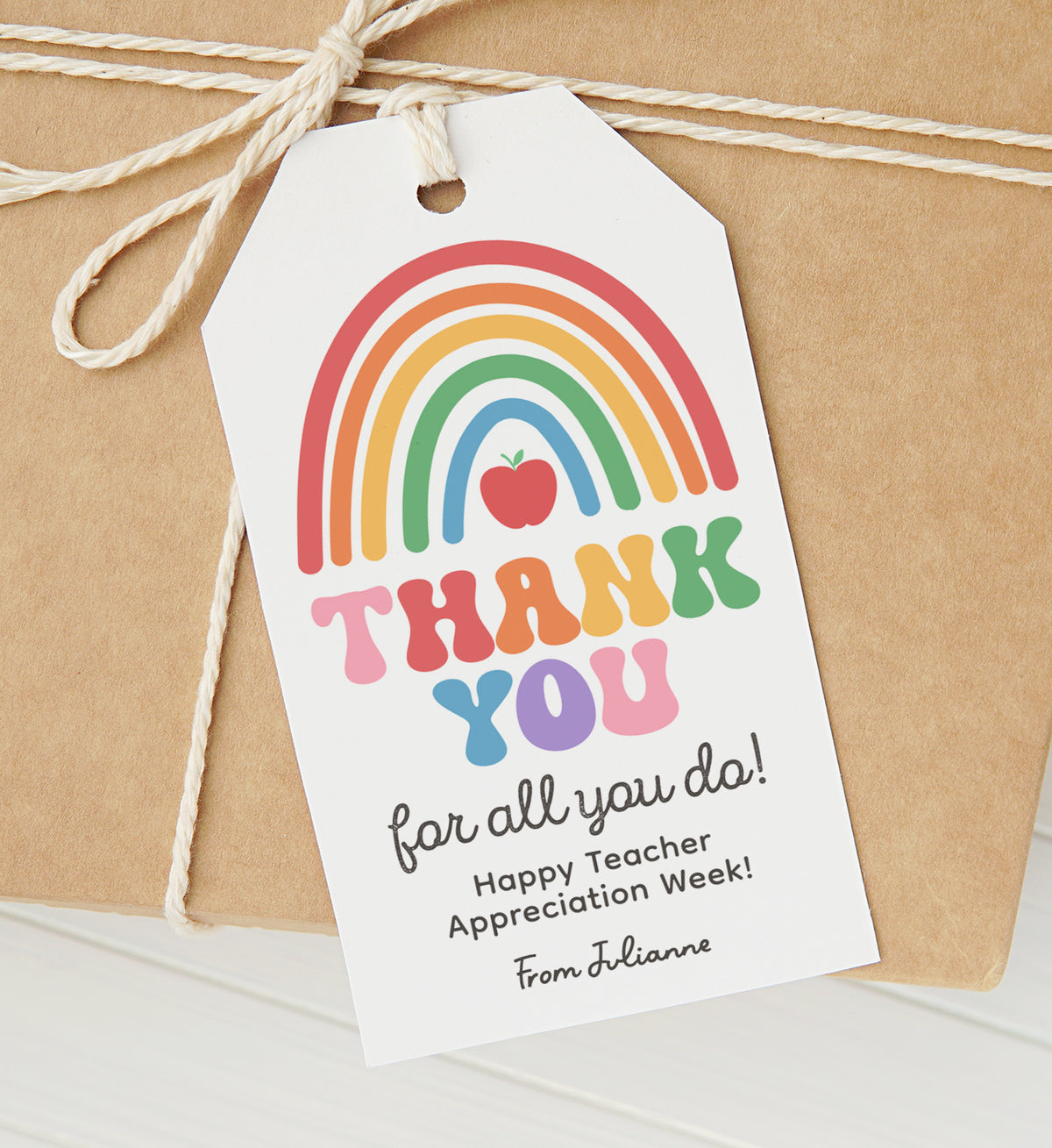 Retro Rainbow Teacher Appreciation Tag Template