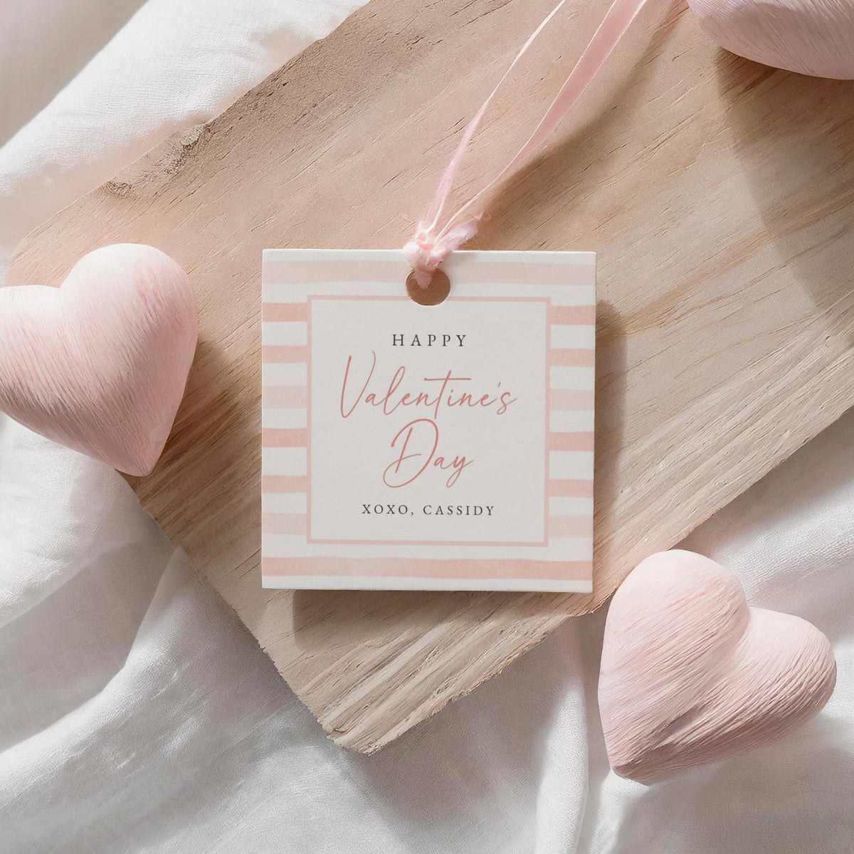 Pink Stripe Valentine's Tag Template