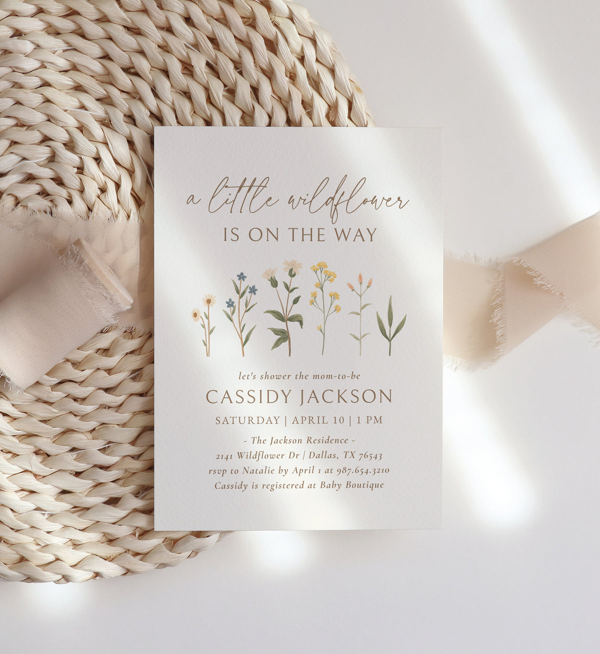 Vintage Wildflower Baby Shower Invitation