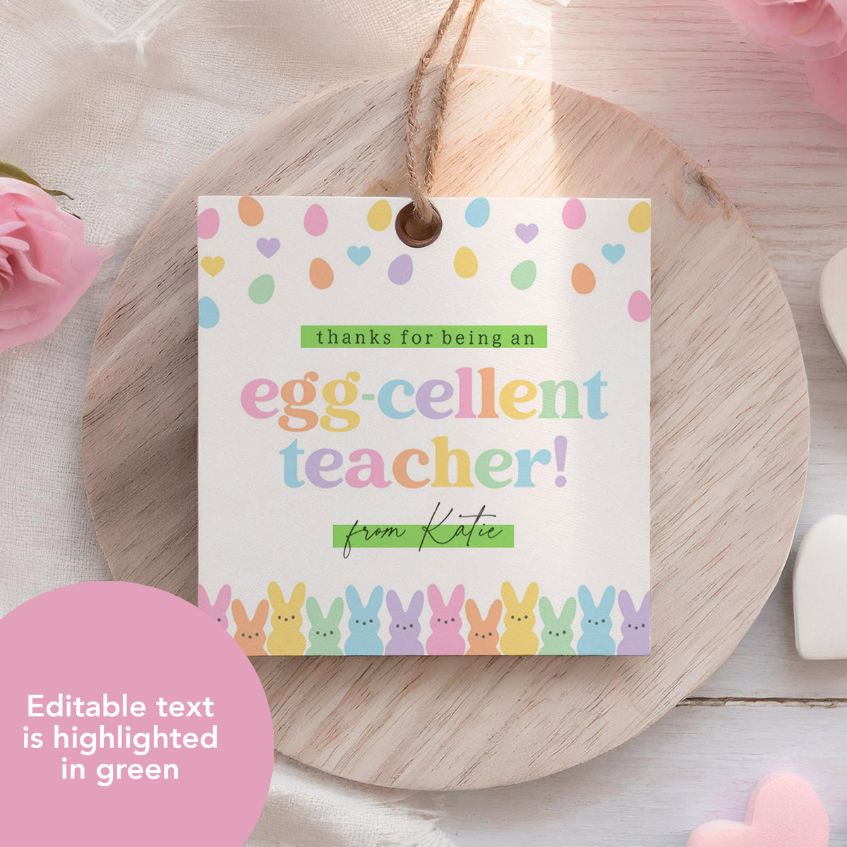 Eggcellent Teacher Easter Tag Template