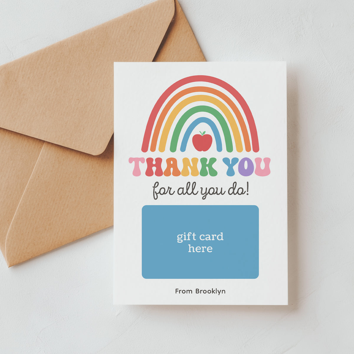 Rainbow Teacher Appreciation Gift Card Holder