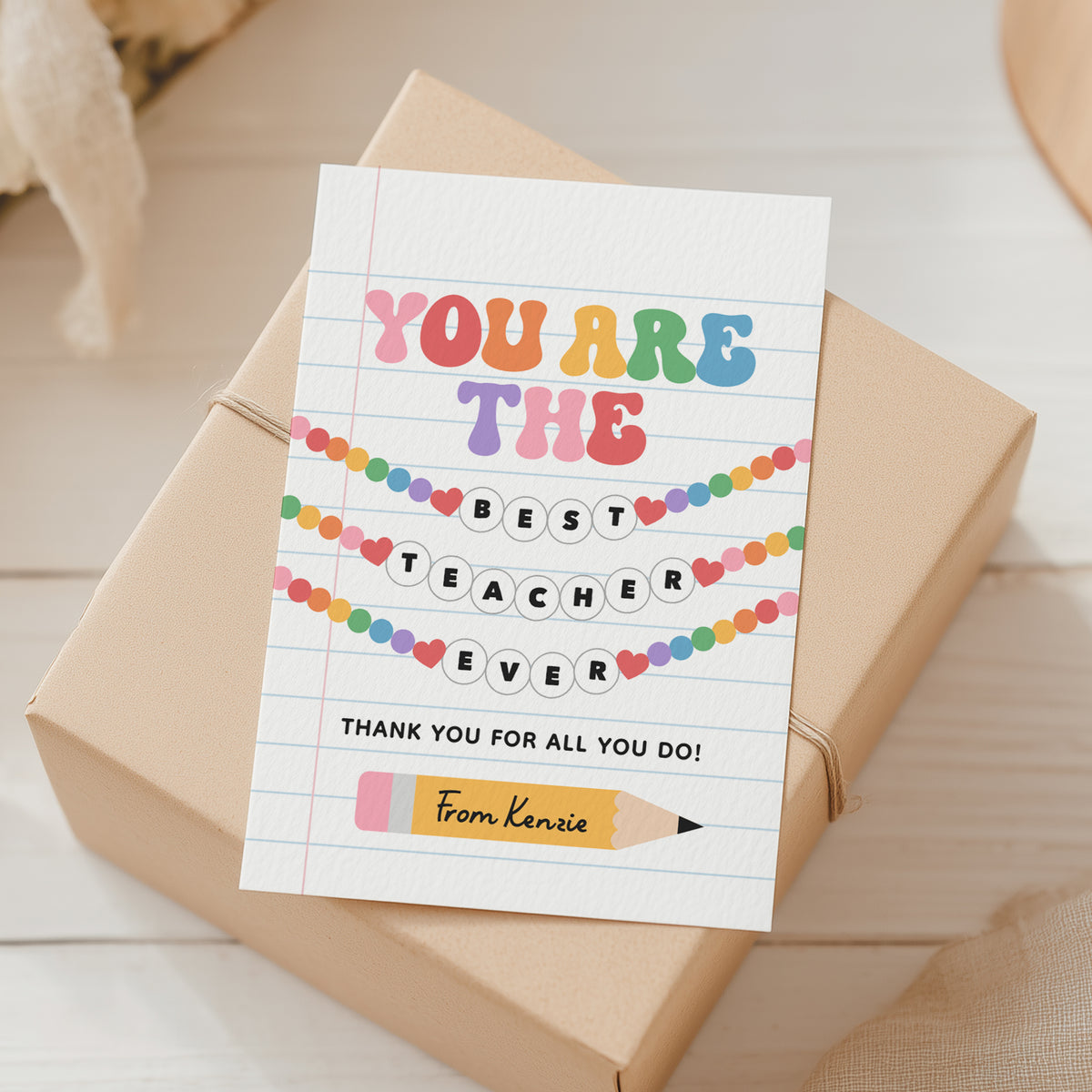 Charm Bracelet Teacher Appreciation Tag Template