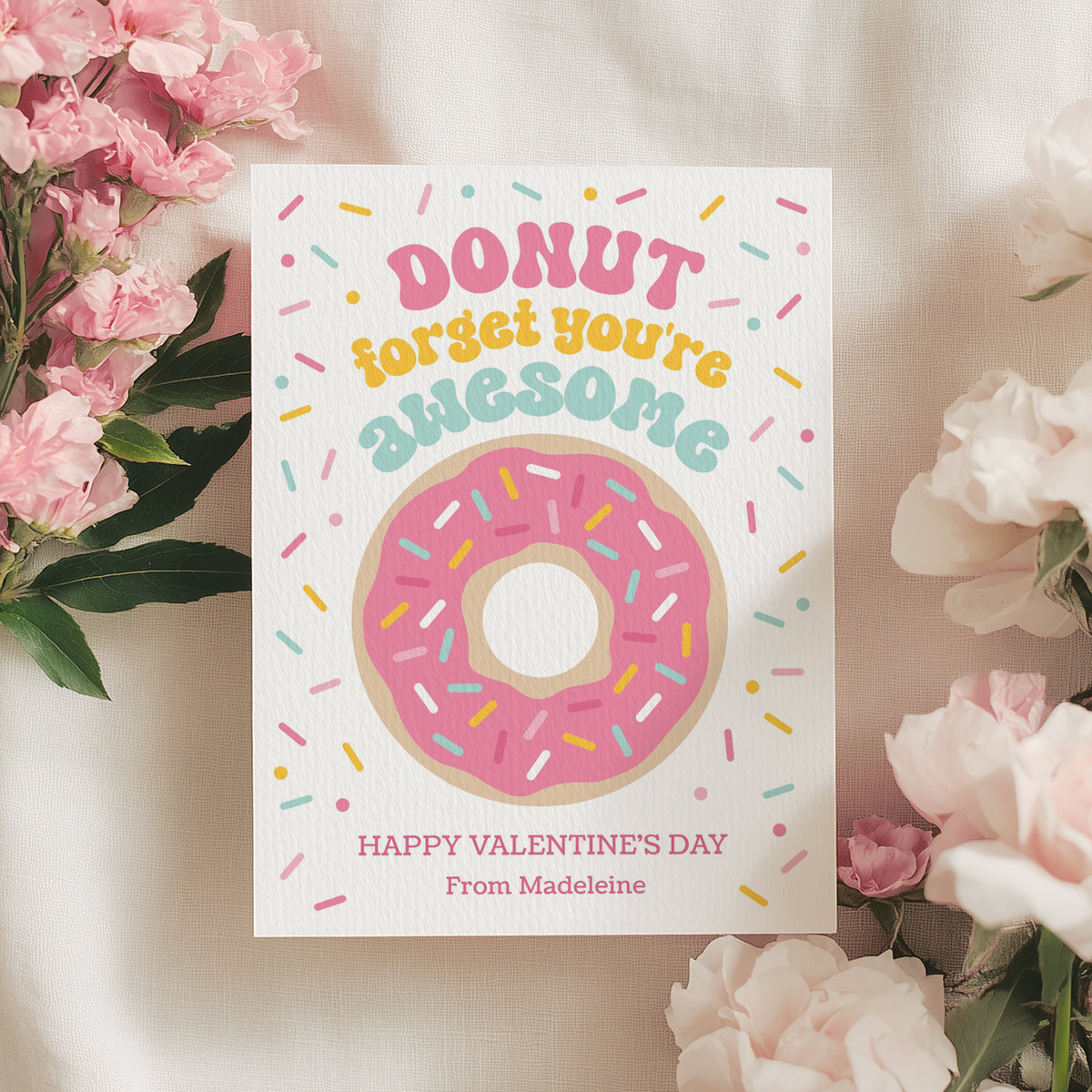 Pink Donut Valentine's Card Template