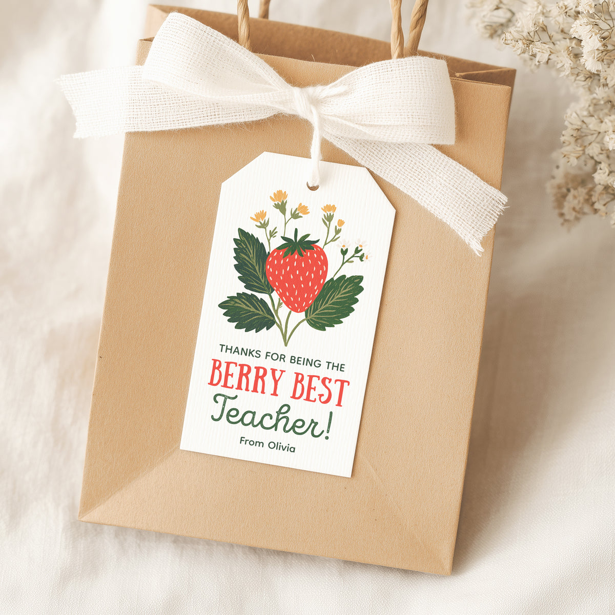 Strawberry Teacher Appreciation Tag Template