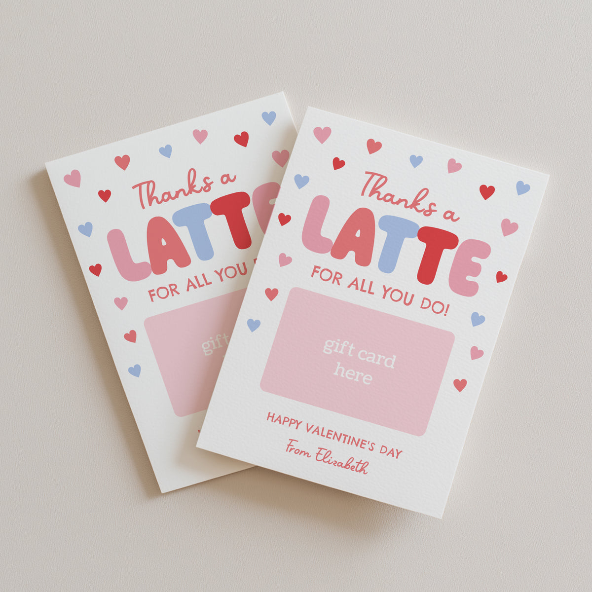 Thanks a Latte Valentine's Gift Card Holder Template