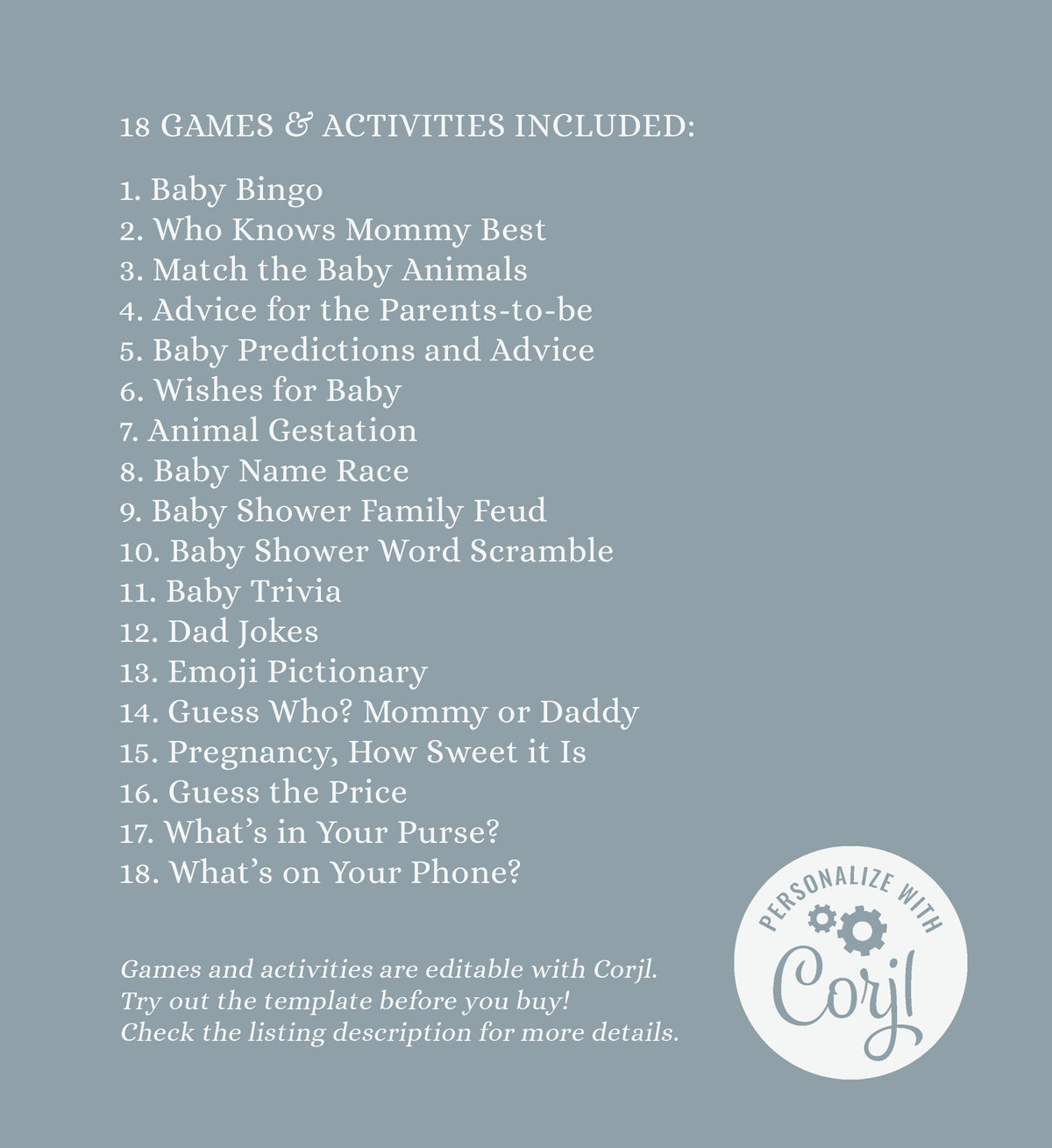 Blue Overalls Clothesline Baby Shower Games