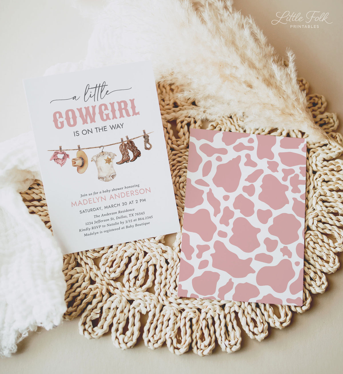 Cowgirl Clothesline Baby Shower Invitation Template
