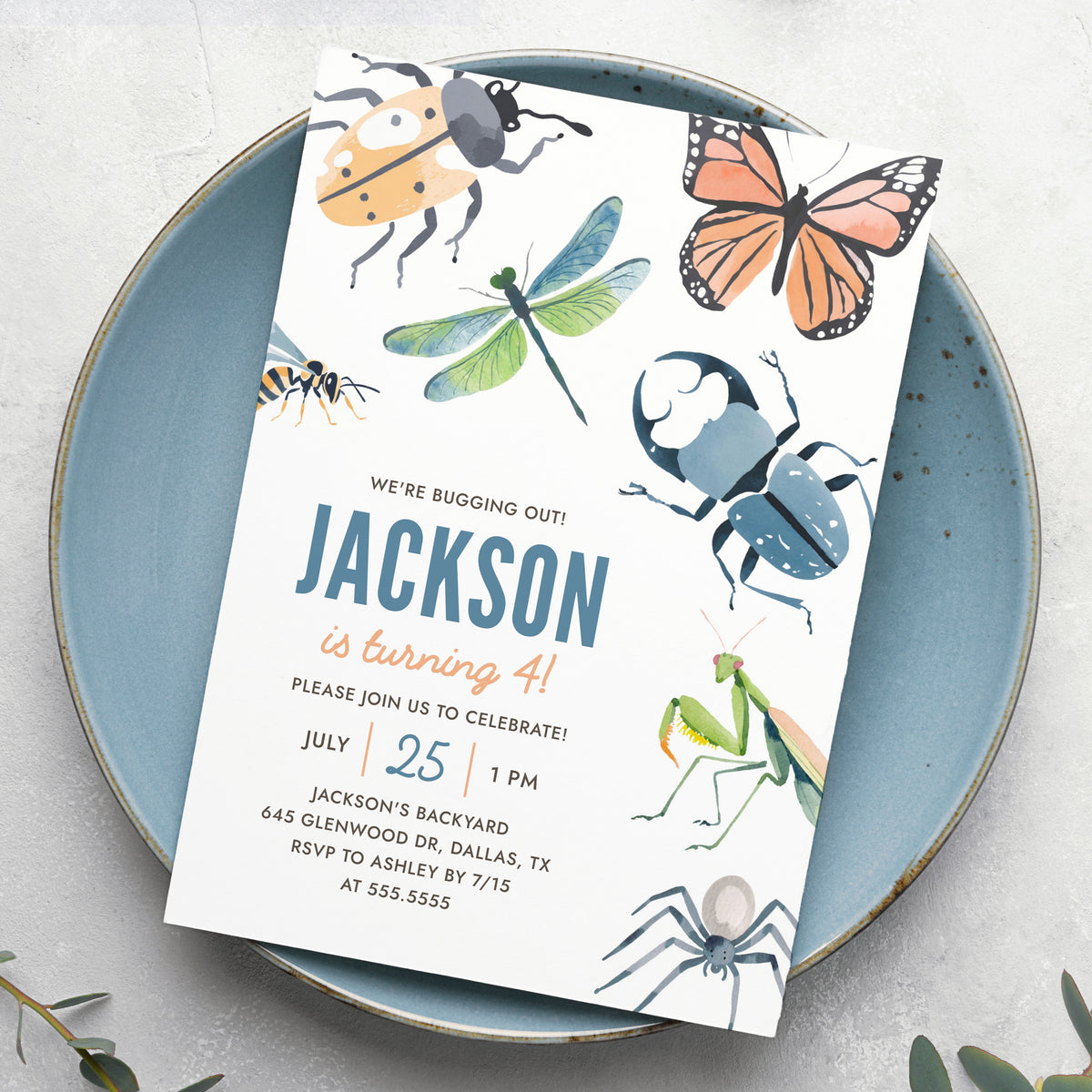 Editable Bug Birthday Party Invitation Template