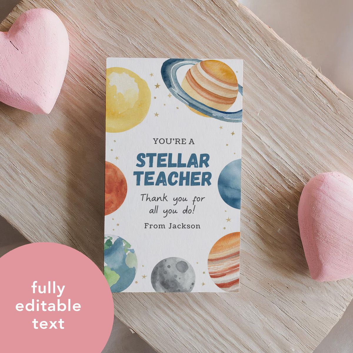 Outer Space Teacher Appreciation Tag Template