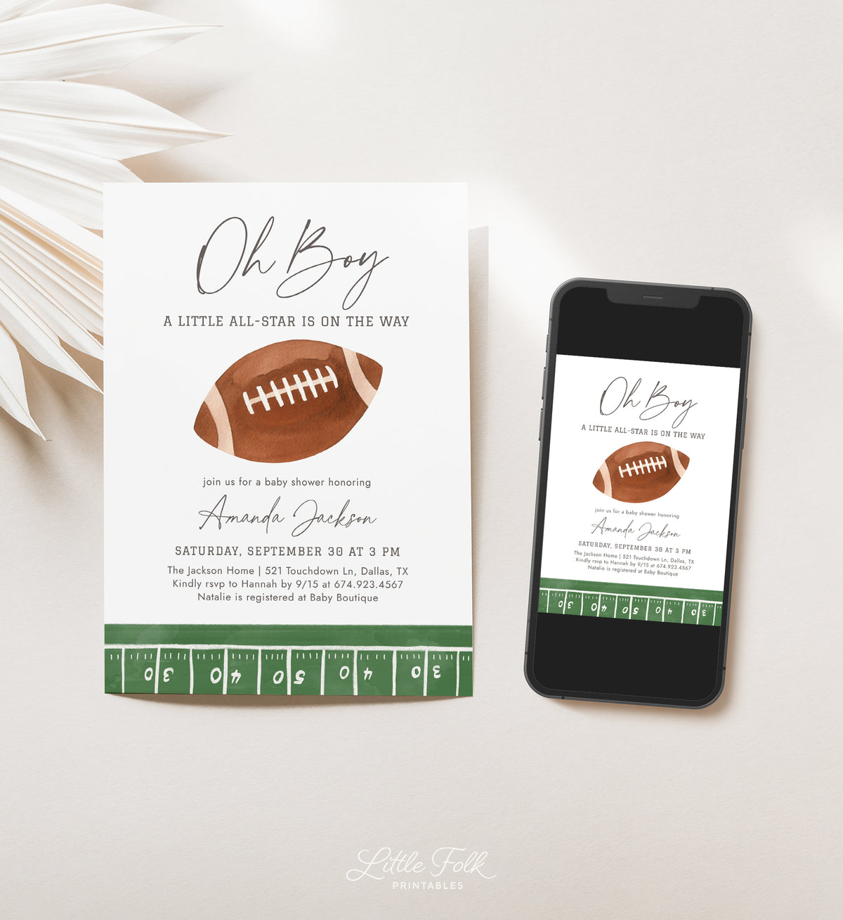 Football Baby Shower Invitation Template