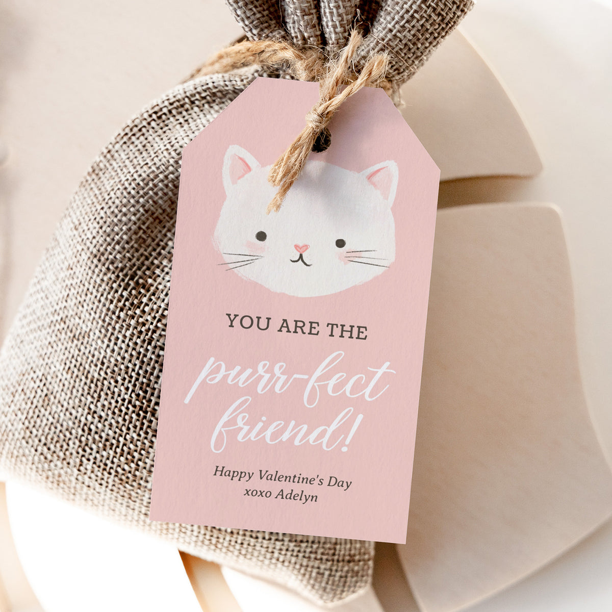Kitten Valentine's Tag Template
