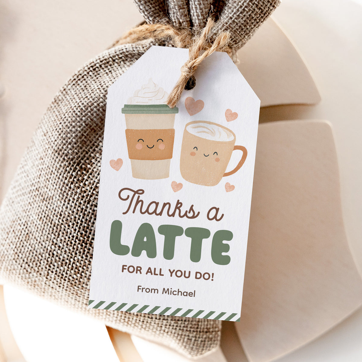 Thanks a Latte Teacher Appreciation Tag Template