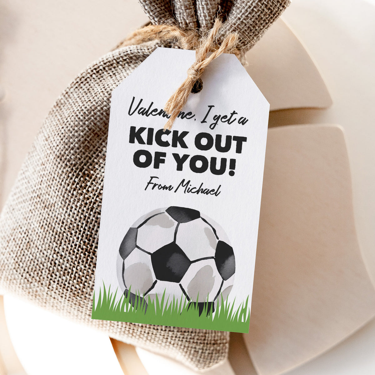 Soccer Valentine's Tag Template