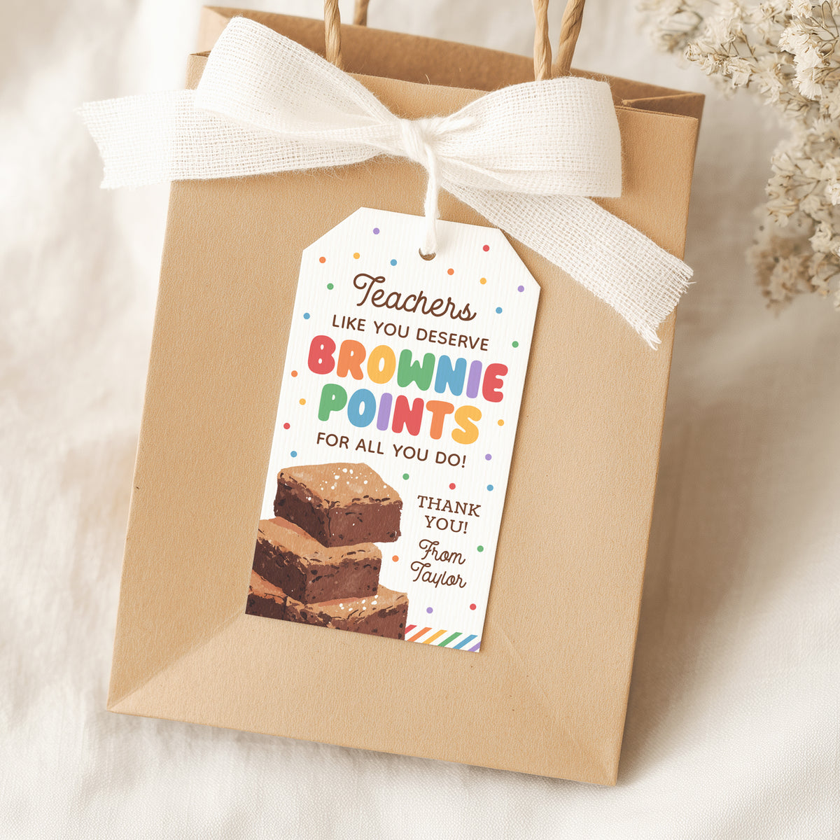 Brownie Points Teacher Appreciation Tag Template