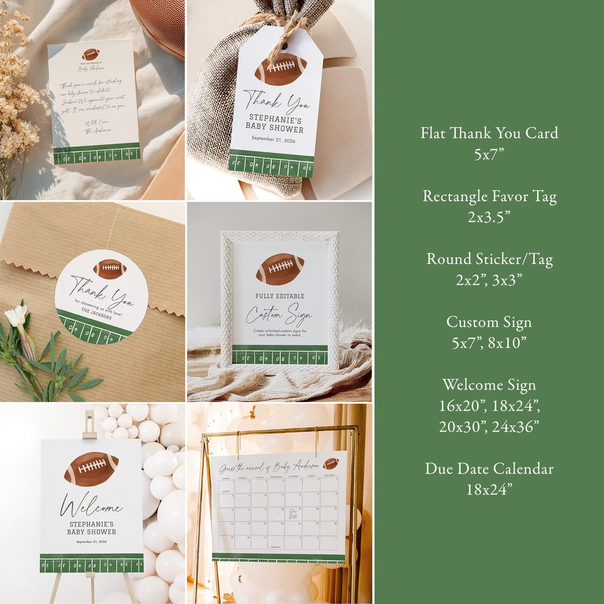Editable Football Baby Shower Invitation Bundle