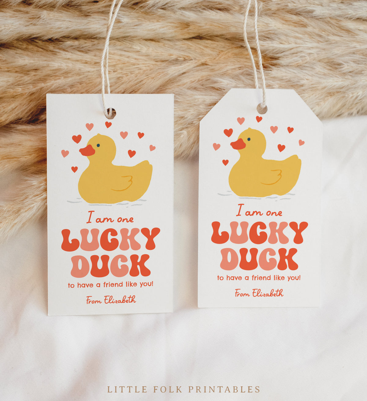 Rubber Duck Valentine's Tag Template