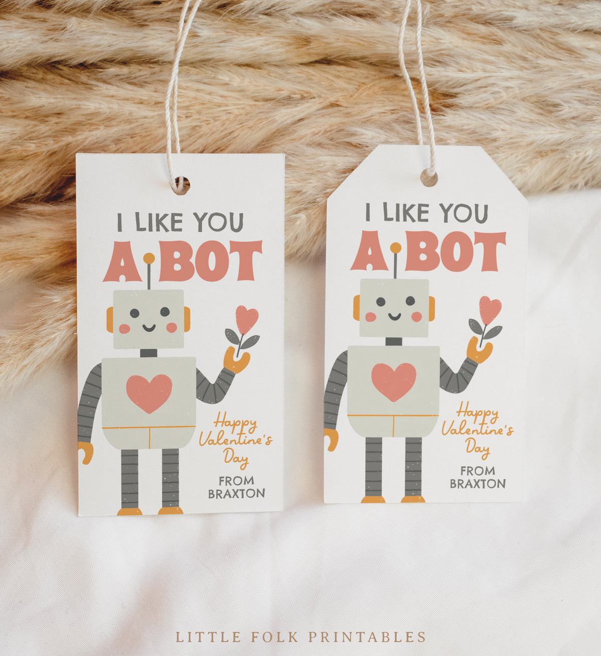 Robot Valentine's Tag Template