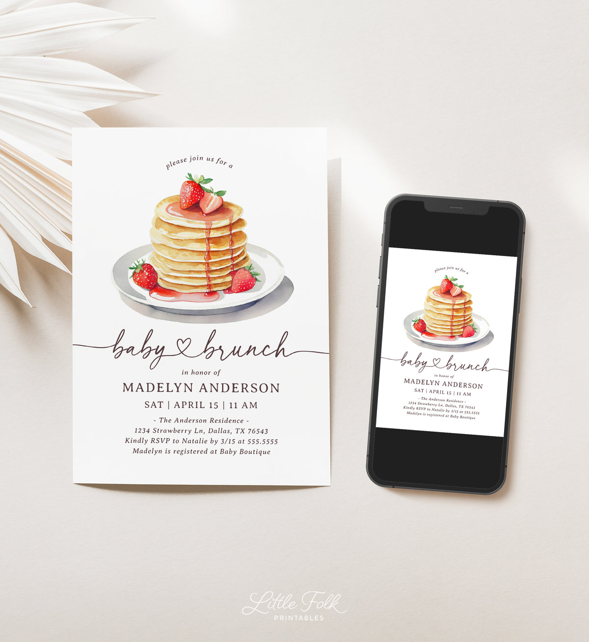 Pancake Brunch Baby Shower Invitation Template