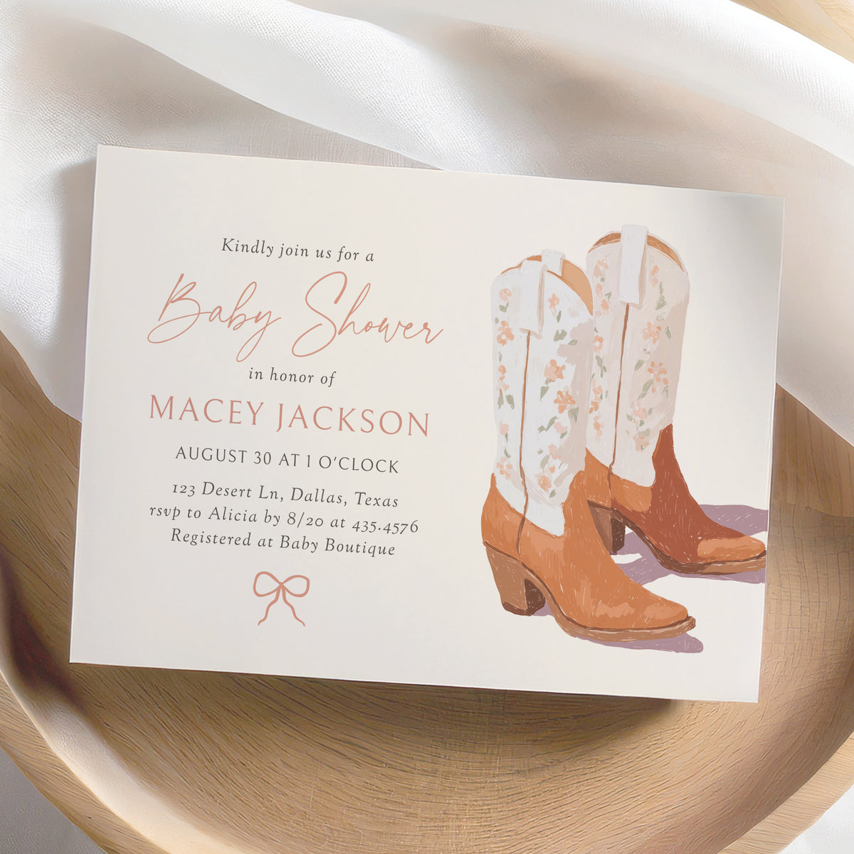 Cowgirl Boots Baby Shower Invitation