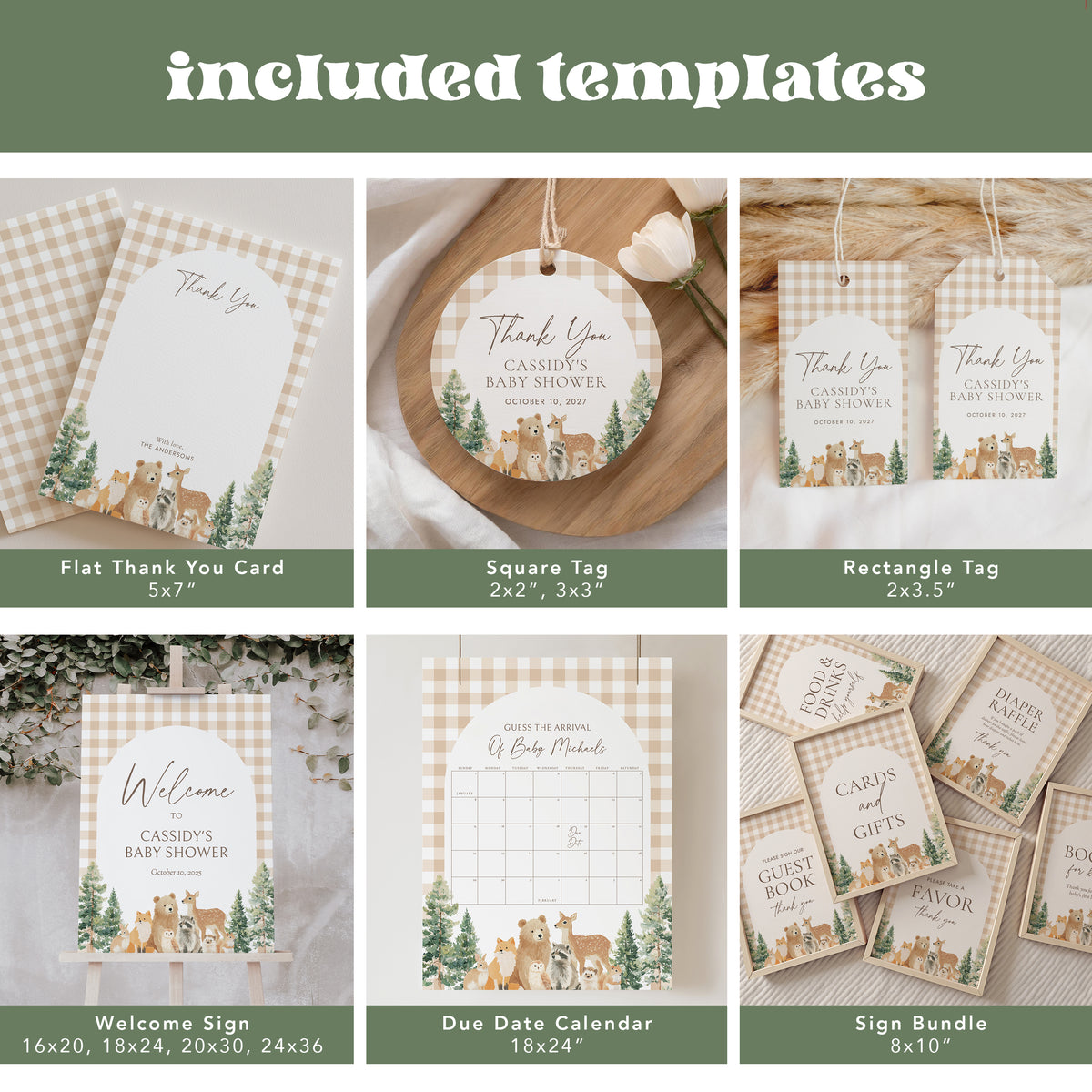 Woodland Gingham Baby Shower Bundle