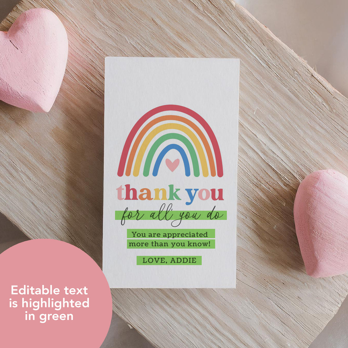 Rainbow Teacher Appreciation Tag Template