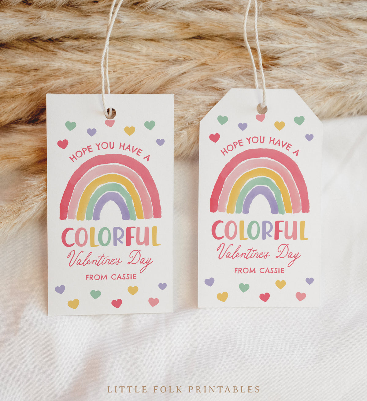 Pastel Rainbow Valentine's Tag Template