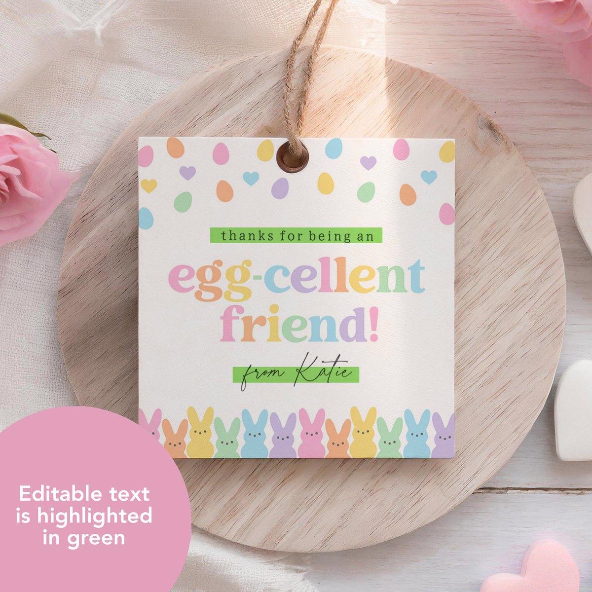 Eggcellent Friend Easter Tag Template