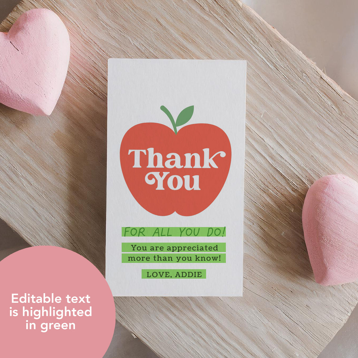 Thank You Apple Teacher Appreciation Tag Template