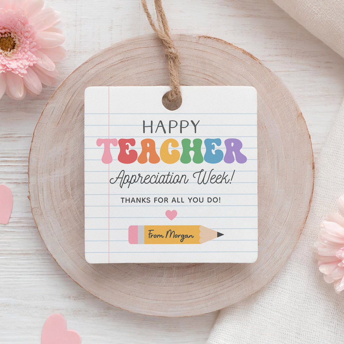 Notebook Teacher Appreciation Tag Template