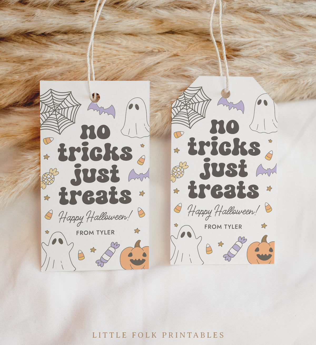 Halloween Tag Template (No Tricks Retro)