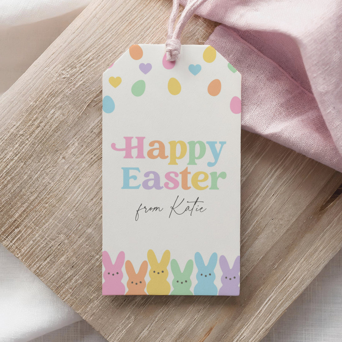 Pastel Bunnies Happy Easter Tag Template