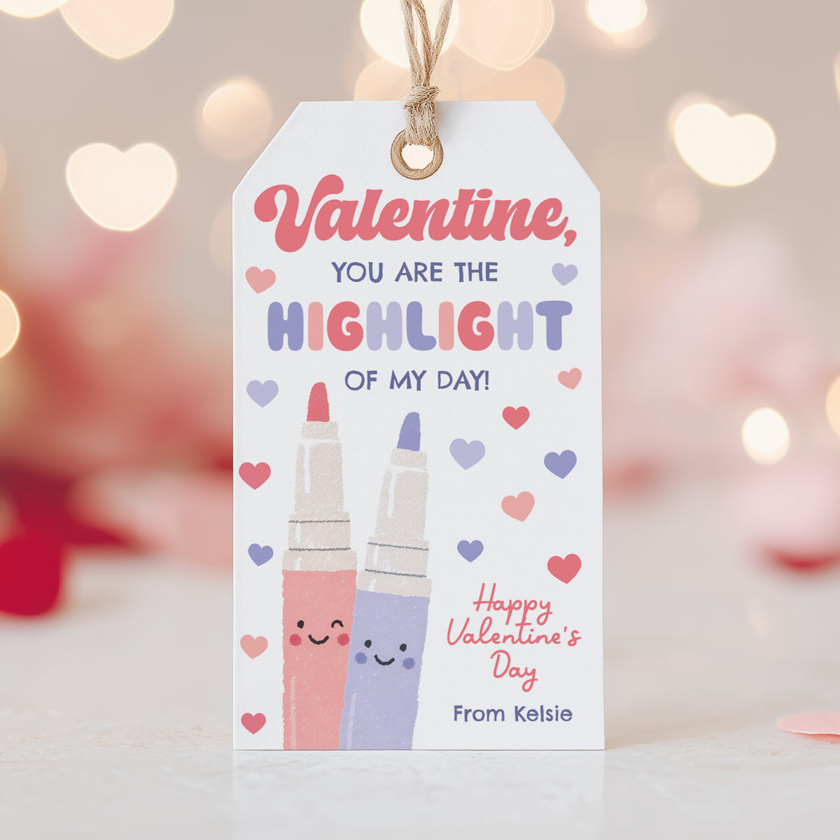Highlighter Valentine's Tag Template
