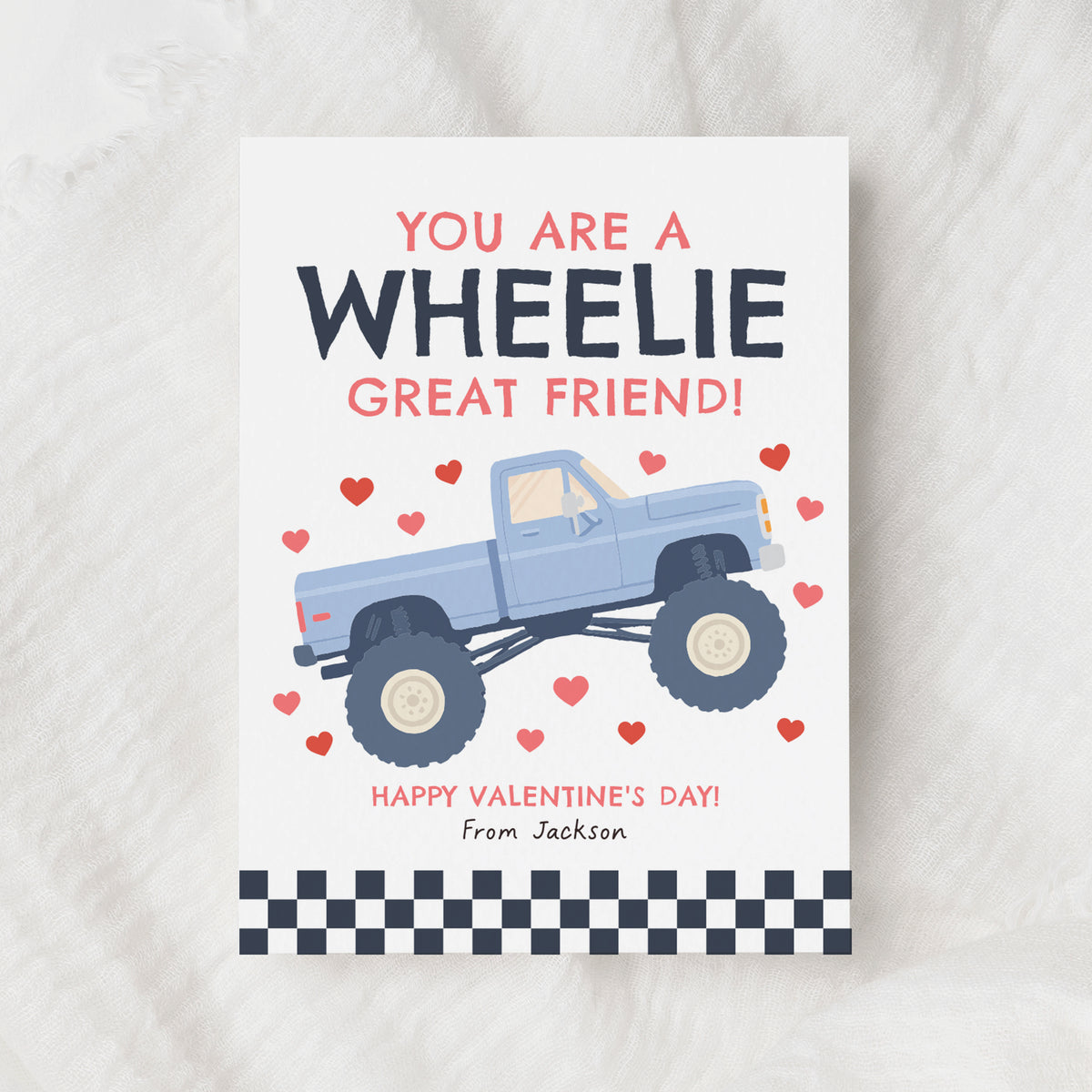 Monster Truck Valentine's Card Template