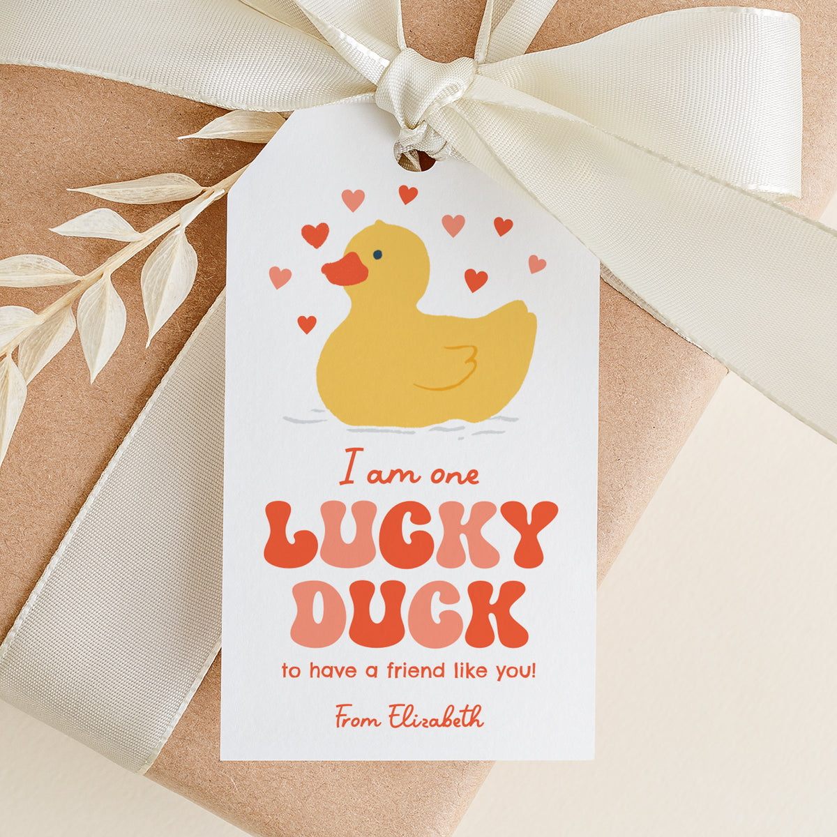 Rubber Duck Valentine's Tag Template
